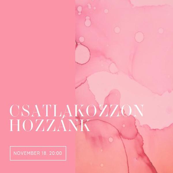 Tartson velünk egy eseményen pink elegant,clean,watercolor,classic,simple,minimal