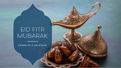 Íd al-Fitr Mubarak önnek és a sajátjainak blue organic-boho