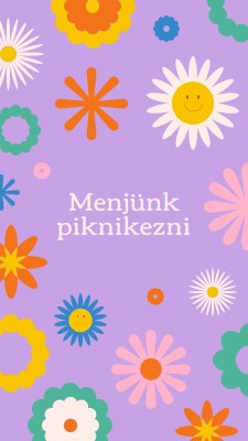 Menjünk piknikezni! purple retro,playful,graphic,floral,bright