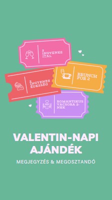 Valentin-napi ajándék green bright,playful,tickets,retro,shape,overlapping