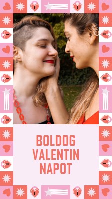 Boldog Valentin napot pink maximalist,fun,frame,photo,pattern,shapes