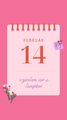 A szerelem a levegőben van pink delicate,romantic,calendar,simple,frame,floral