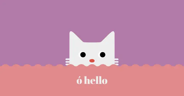 Ó, hello red cute,simple,cat,neutral,bright,fun