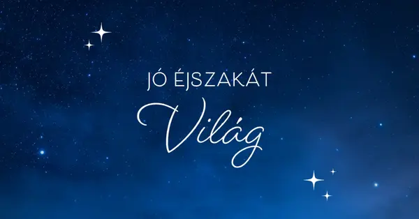 Jó éjszakai világ blue modern,simple,typographic,whimsical,motif,