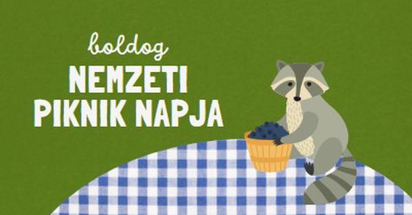 Boldog nemzeti piknik napot green whimsical-color-block