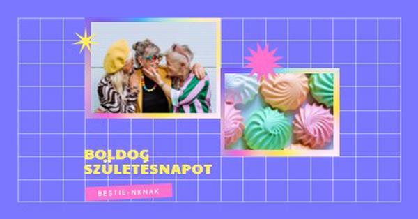 Boldog születésnapot, bestie purple bold,bright,geometric