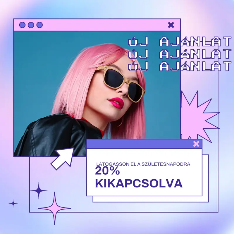 Születésnapi ajánlat pink y2k,gradient,digital
