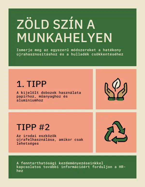 Fenntartható munkahelyi szórólap green modern,simple,faded,blocks