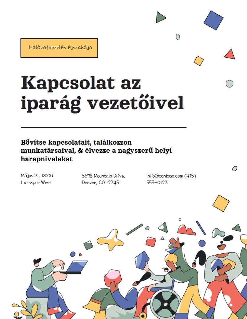 Félkövér modern hálózatkezelési szórólap white simple,playful,illustrative,confetti,shapes,flat-graphic