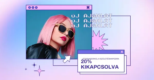 Születésnapi ajánlat pink y2k,gradient,digital