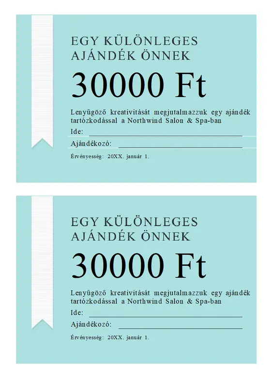 Szalagos ajándékutalvány modern-simple