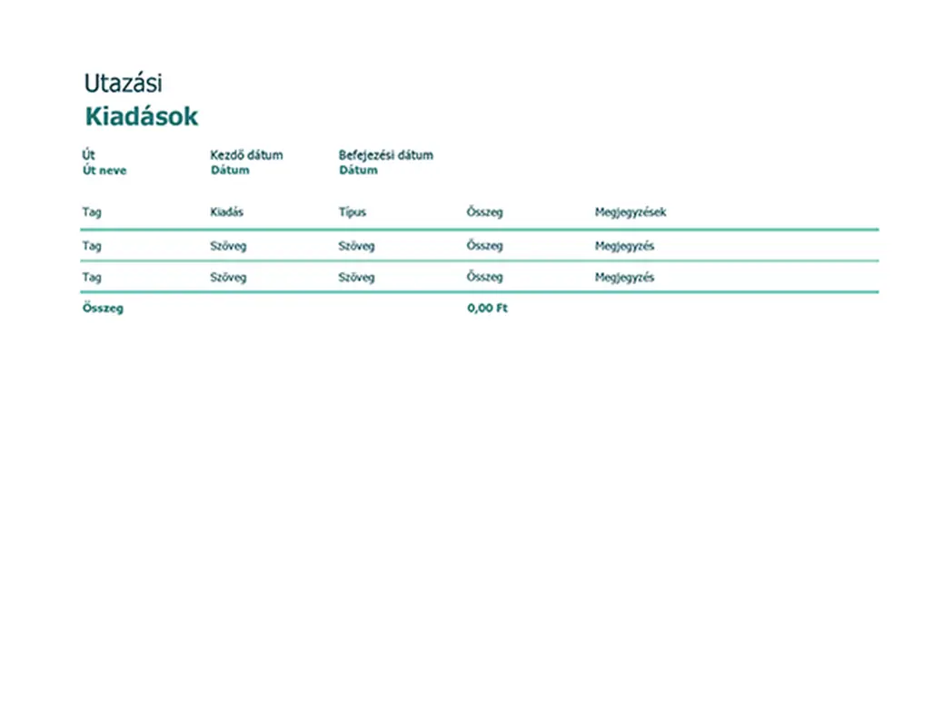 Utazási költségek nyilvántartása modern simple