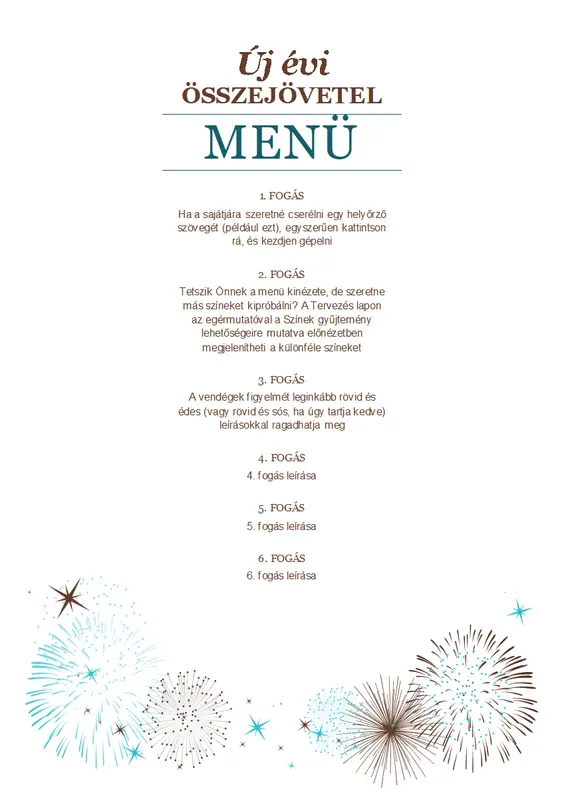 Étlapsablon szilveszteri összejövetelhez modern-simple
