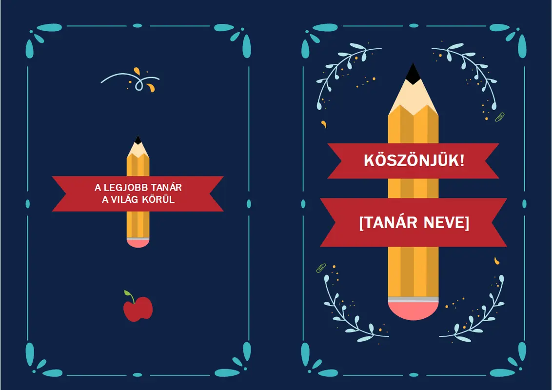 Tanári tiszteletkártya whimsical-line