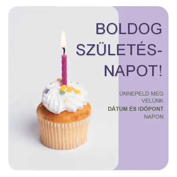 Születésnapi meghívó (minitortával) purple modern-simple