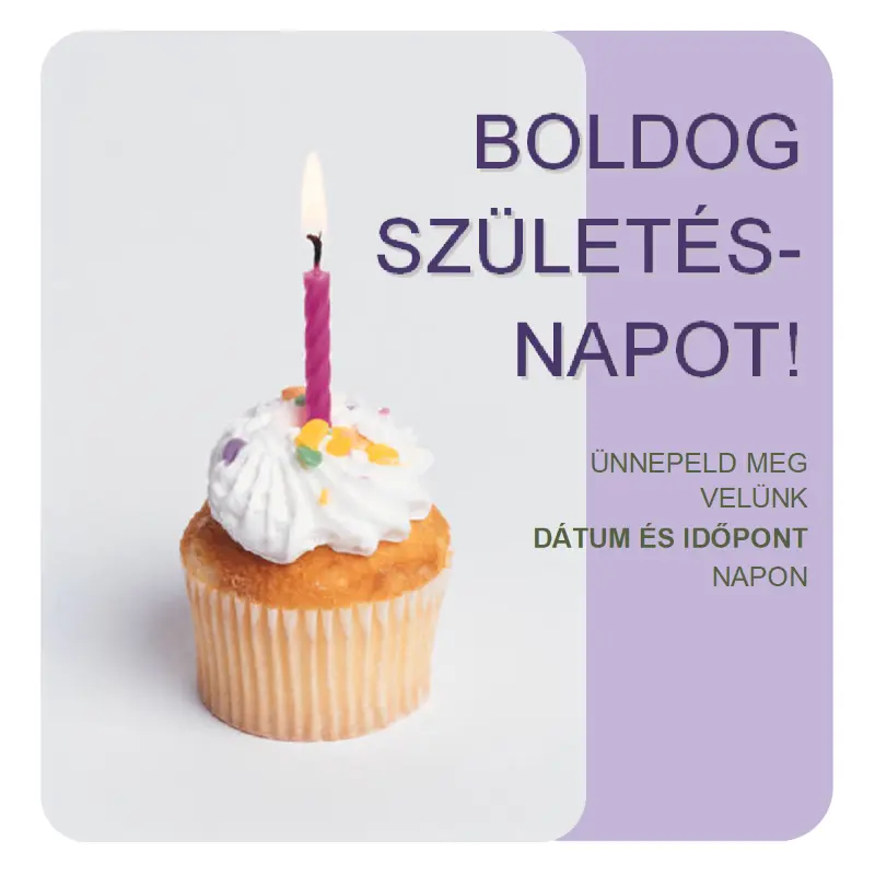 Születésnapi meghívó (minitortával) purple modern-simple