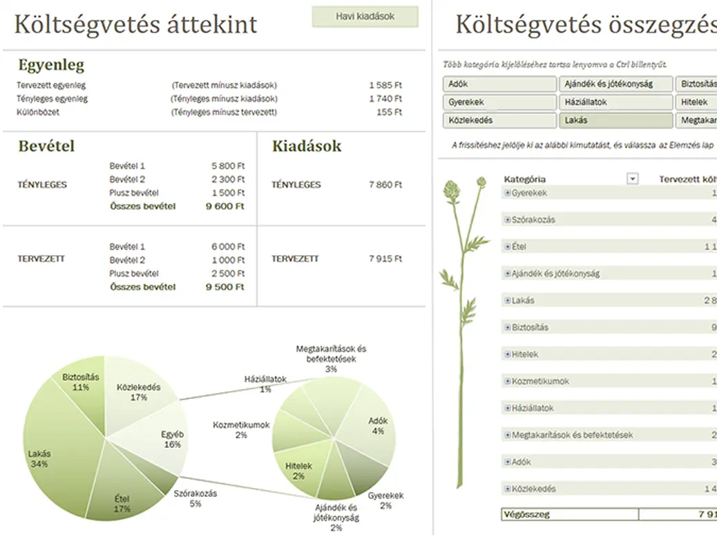 Családi költségvetés (havi) modern simple