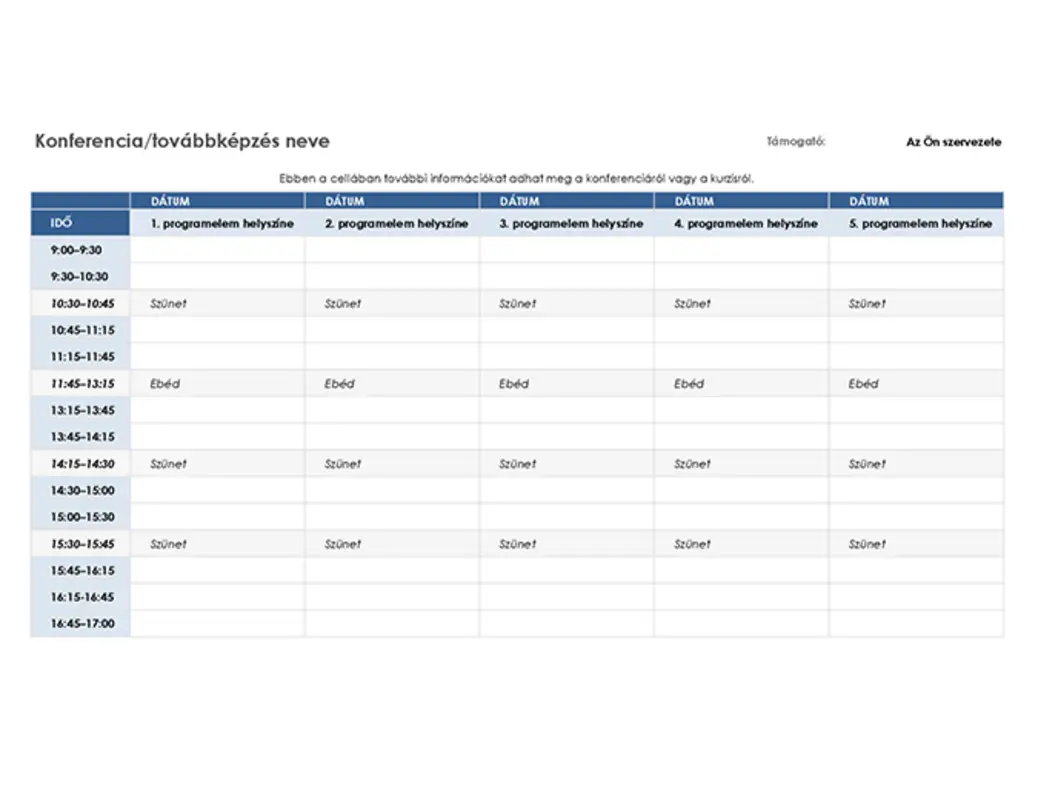 Ötnapos eseményütemező blue modern-simple