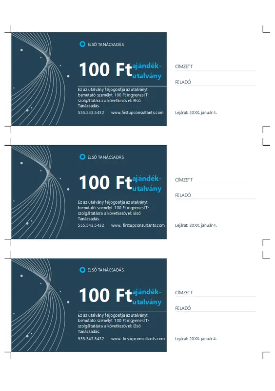 Technológiai üzleti ajándékutalvány (oldalanként 3) modern-simple
