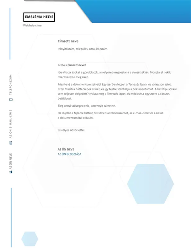 Hatszögű levélpapírfejléc