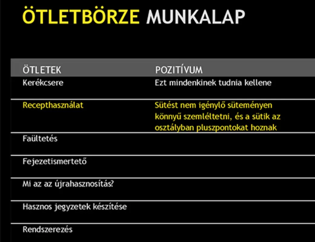 Ötletbörze-munkalap black modern-simple