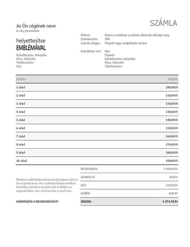 Számla áfával modern simple