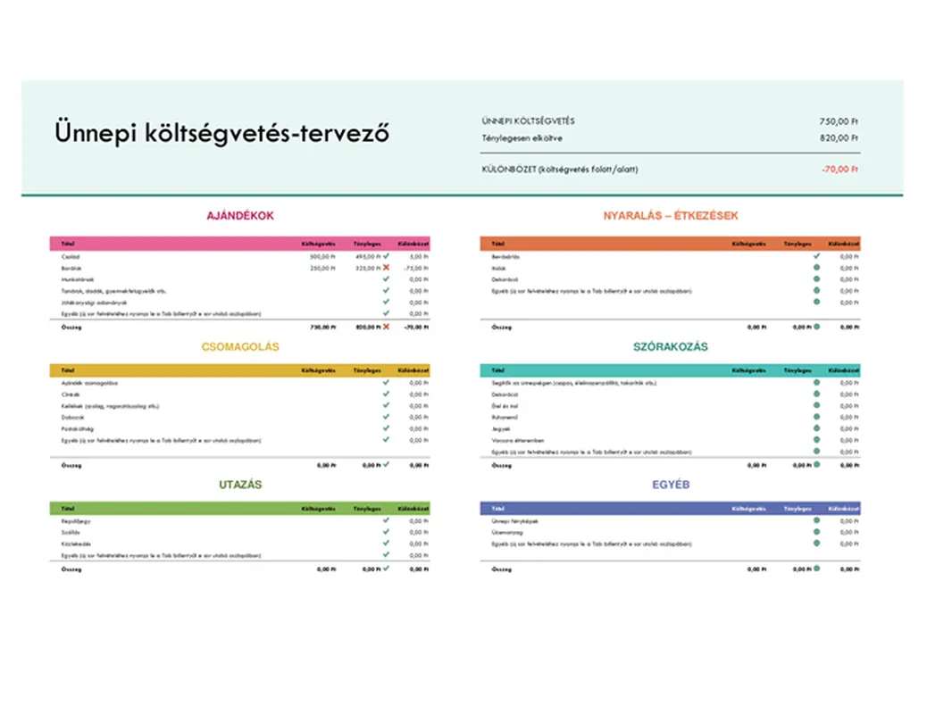Nyaralási költségvetés-tervező modern-simple