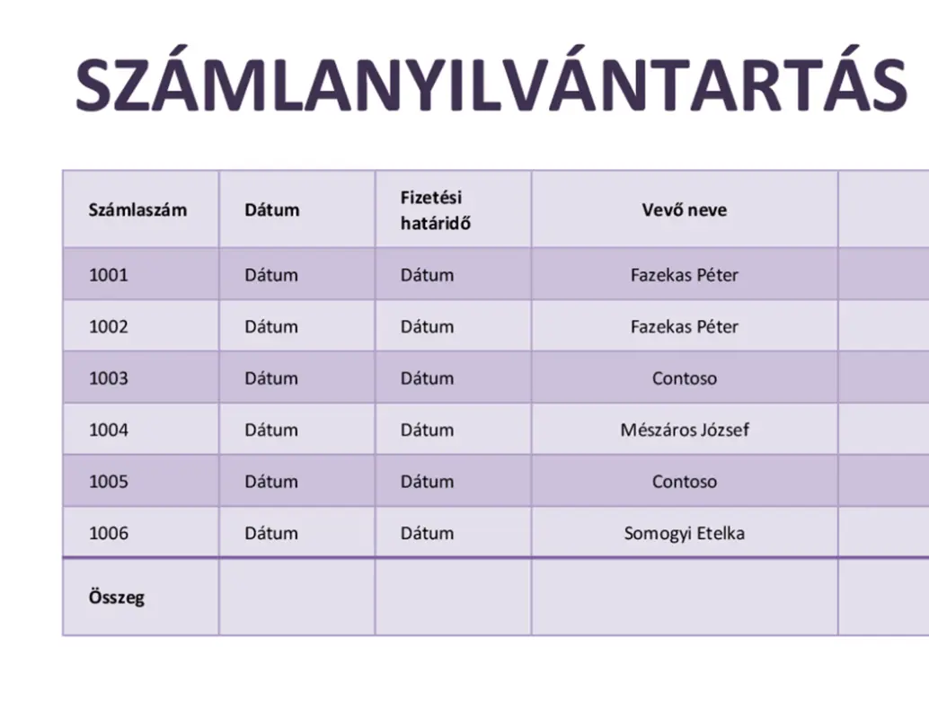 Számlanyilvántartó purple modern simple