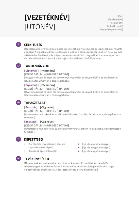 Önéletrajz diákoknak (modern arculat) modern simple