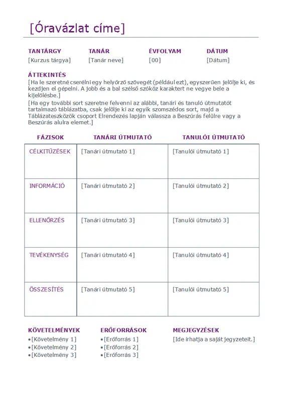 Napi óratervező (színes) modern simple