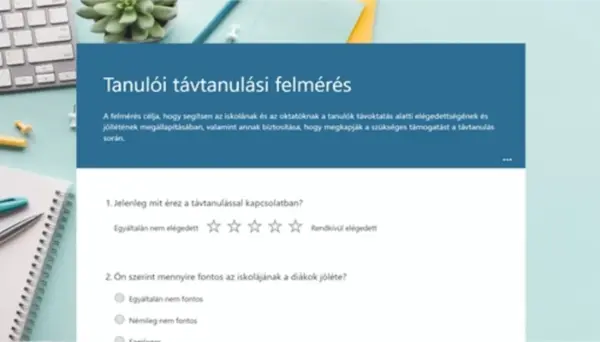 Tanulói távtanulási felmérés blue modern simple