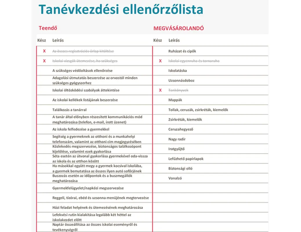 Tanévkezdési ellenőrzőlista modern simple
