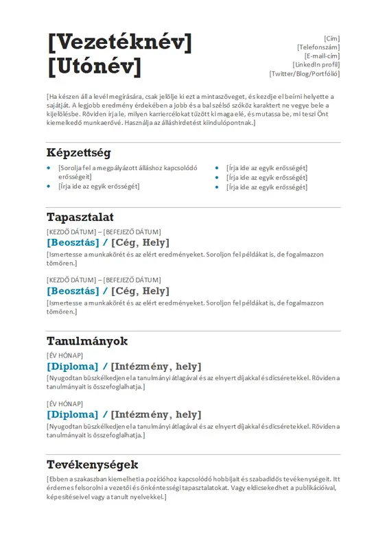 Kiegyensúlyozott önéletrajz (modern arculat) modern simple