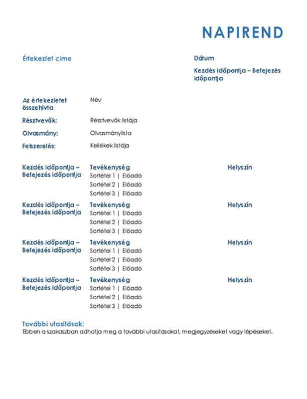 Egész napos értekezlet napirendje (hivatalos)