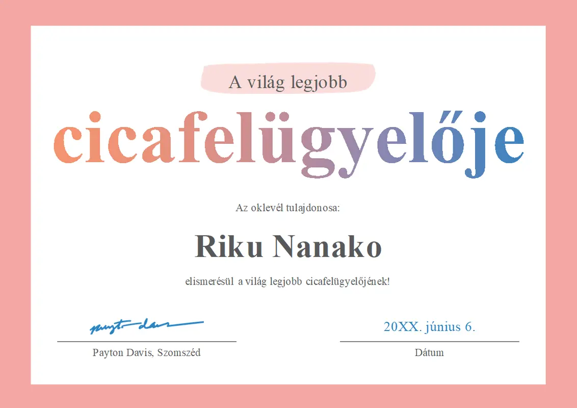 A világ legjobbja elismerő oklevél modern-simple