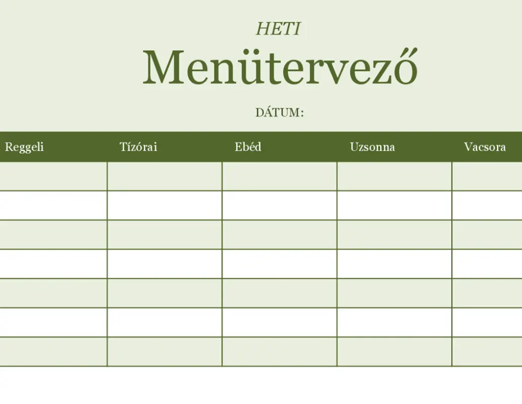 Heti menütervező green modern-simple