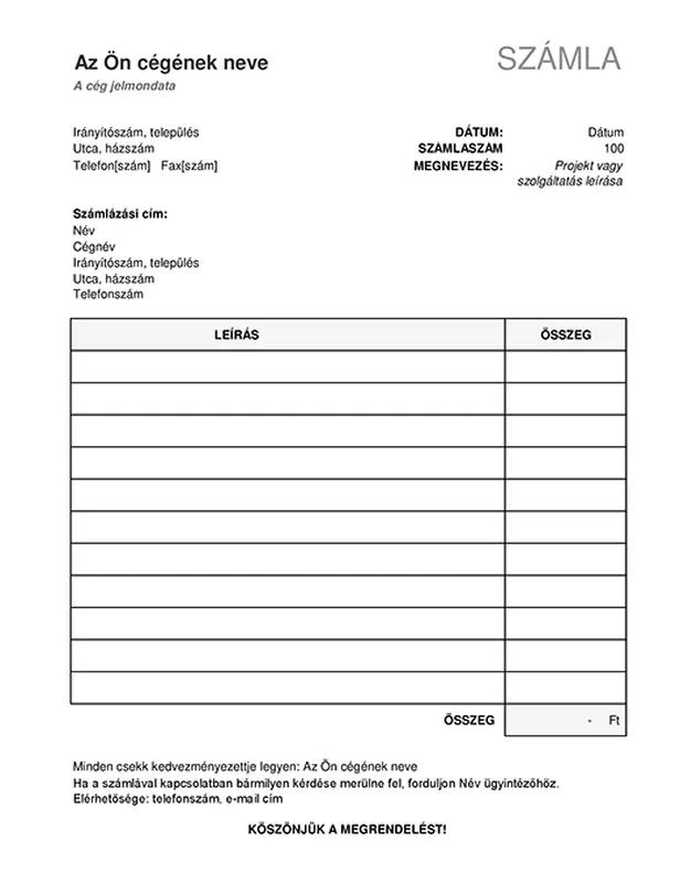 A végösszeget kiszámító egyszerű számla modern simple