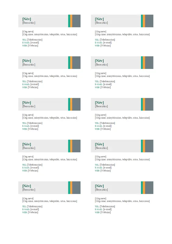 Névjegykártyák (Tépőfülek arculat, 10 darab/lap) modern-simple