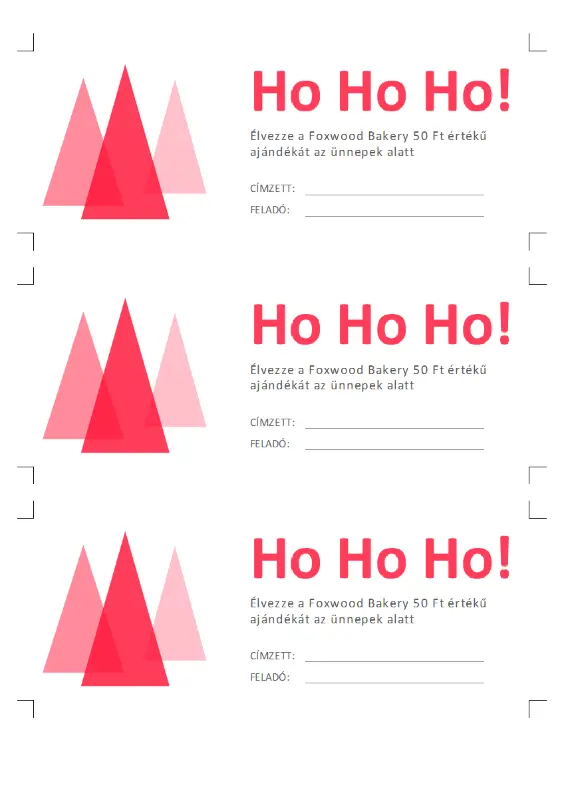 Ho-ho-hó! ünnepi ajándékkuponok  pink modern-simple