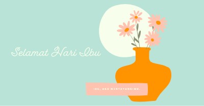 Ibu, aku mencintaimu blue whimsical-line