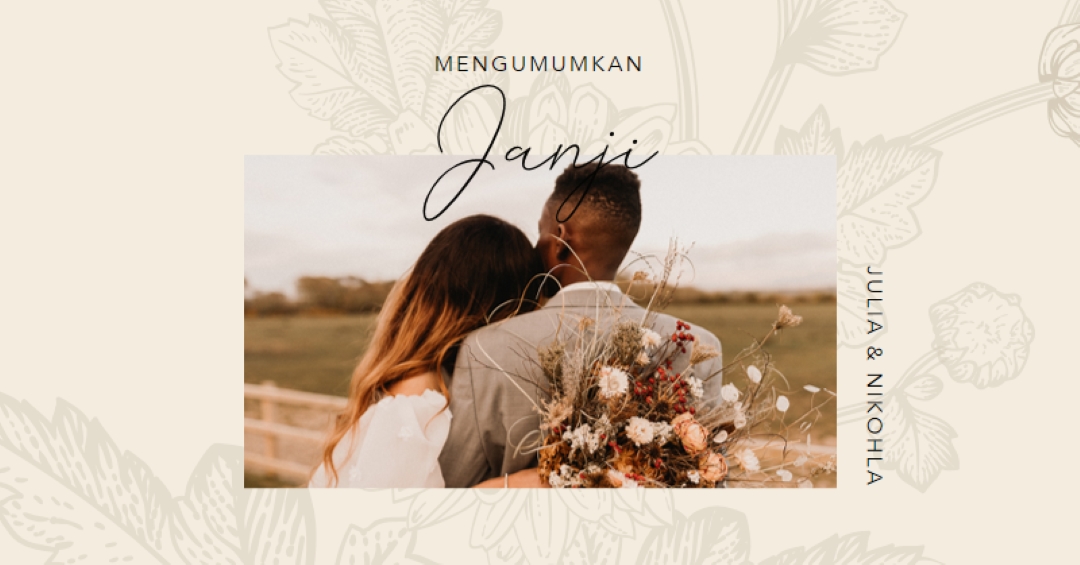 Pengumuman keterlibatan white vintage-botanical