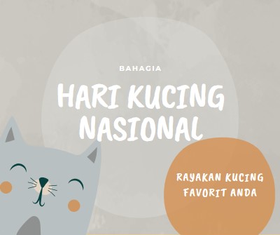 Selamat Hari Kucing Nasional gray organic-simple