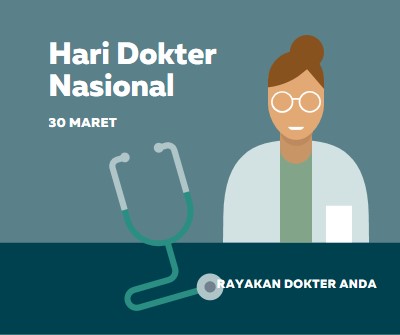 Hari Dokter Nasional blue modern-color-block