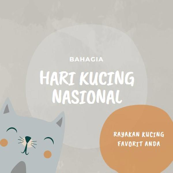 Selamat Hari Kucing Nasional gray organic-simple