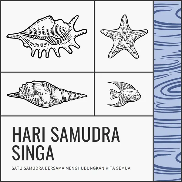 Selamat Hari Samudra Singa white vintage-retro