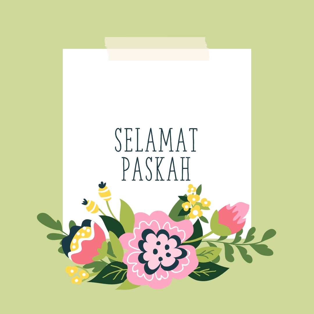 Bloomer Paskah green whimsical-line