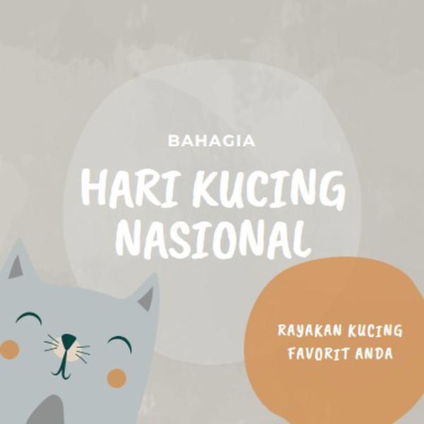 Selamat Hari Kucing Nasional gray organic-simple