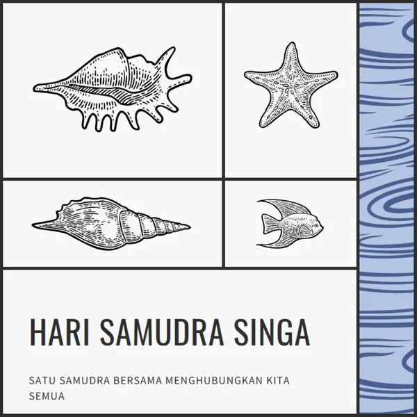 Selamat Hari Samudra Singa white vintage-retro
