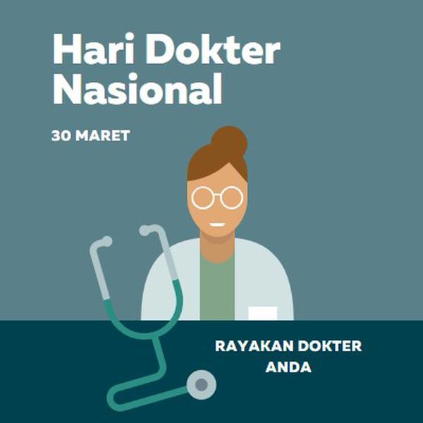 Hari Dokter Nasional blue modern-color-block