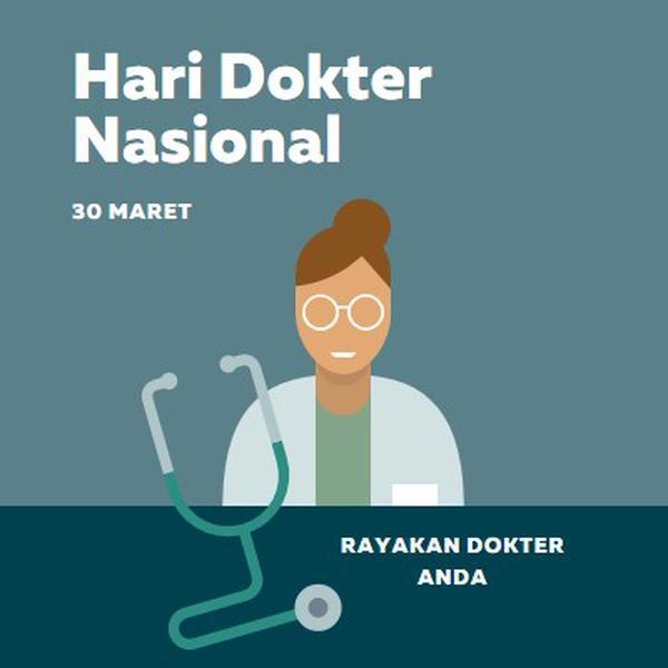 Hari Dokter Nasional blue modern-color-block